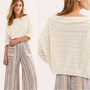 Free People Sandcastle Crop Sweater Knit Relaxed Fit Size Medium